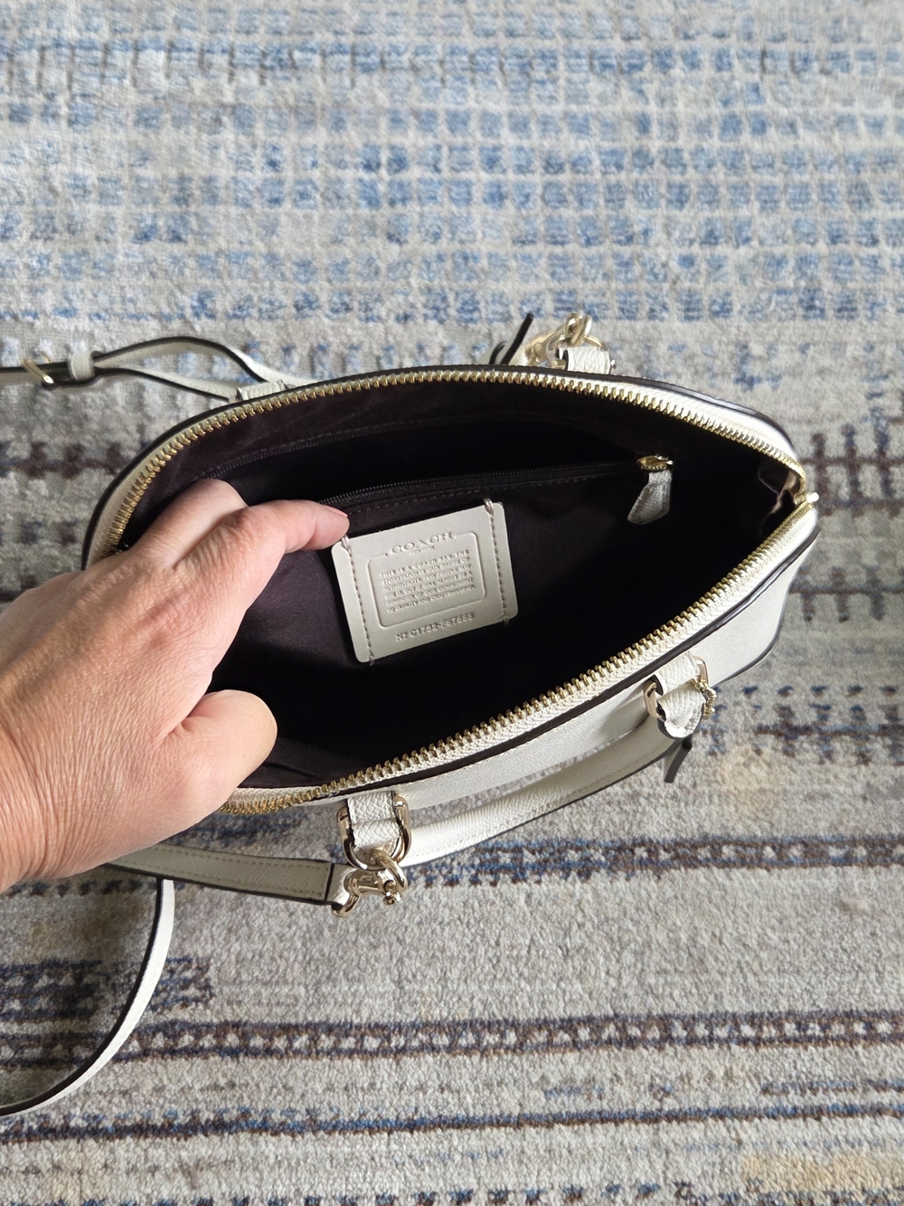 Coach Off White Pebbled Leather Dome Crossbody with Gold Hardware